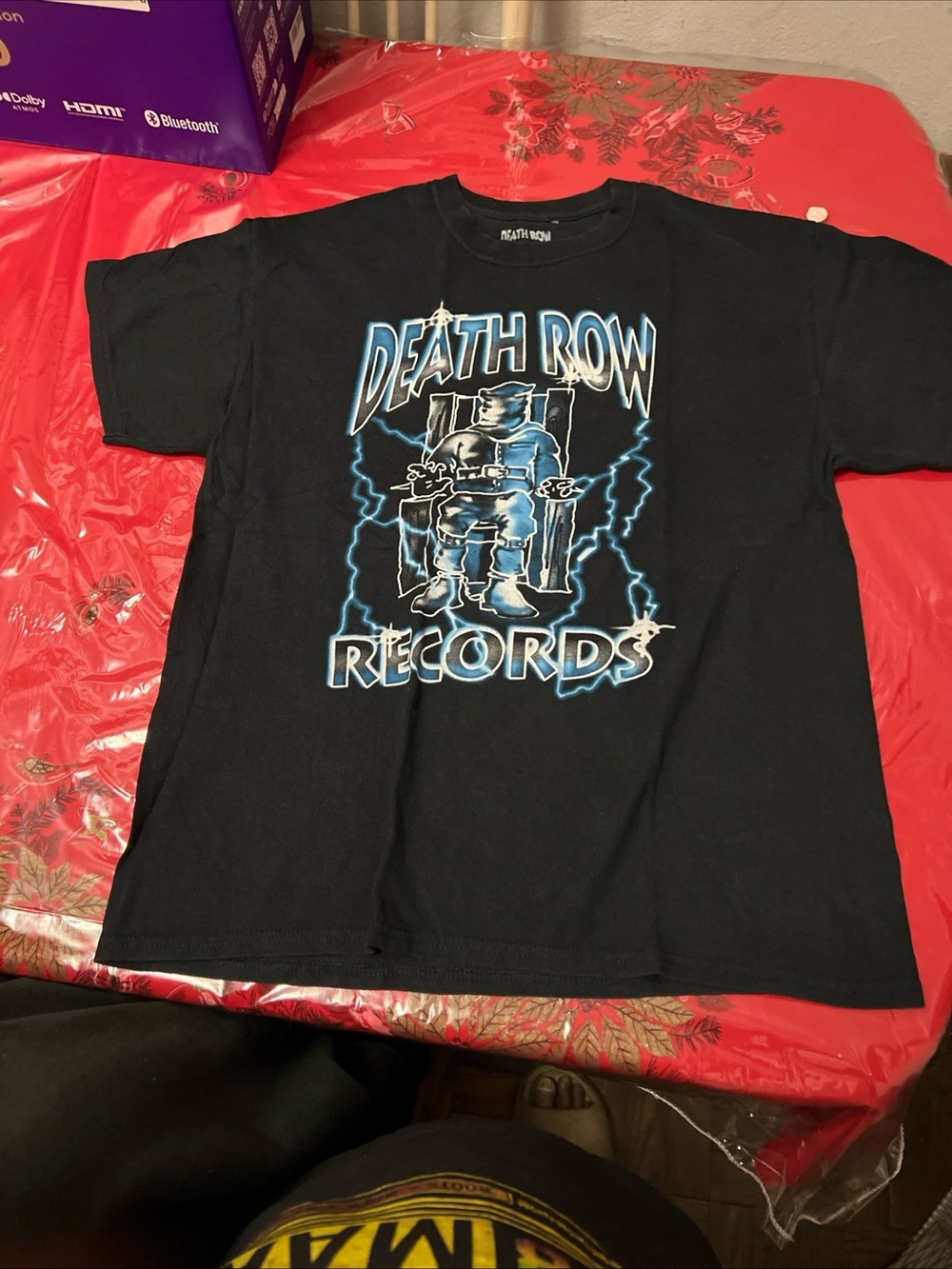 Death Row records T Shirt Mens Size L Black Short Sleeve Rap Ripple Junction